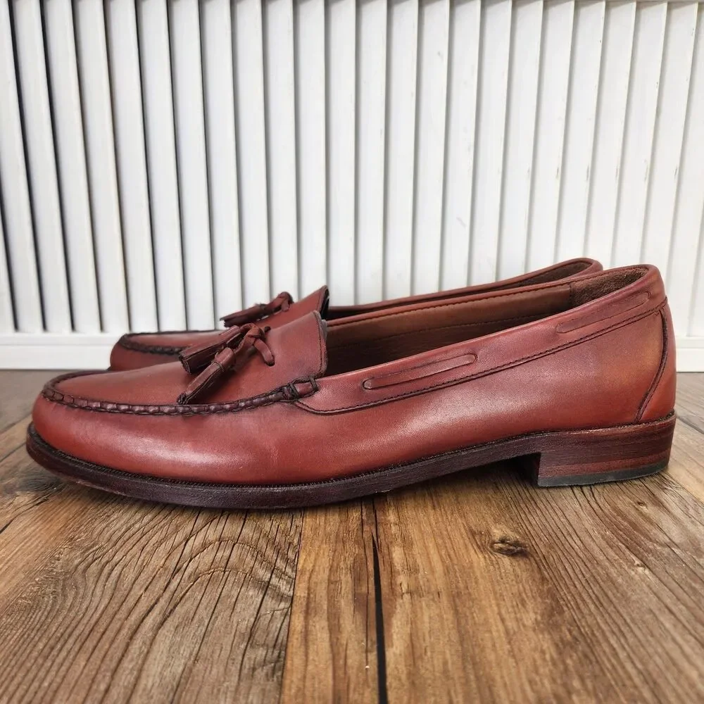 Allen Edmonds Naples Tassel Loafers Men's 14 B Brown Leather Slip On Dress Shoes